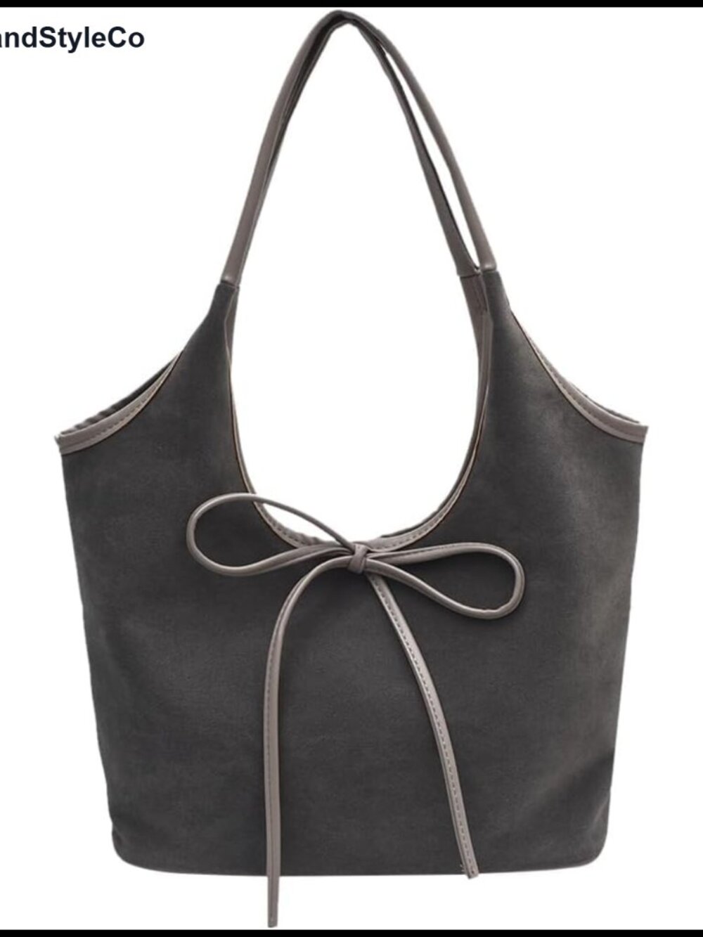 Faux Suede Tote Bag for Women Work Hobo Handbag with Bow Cross Lock